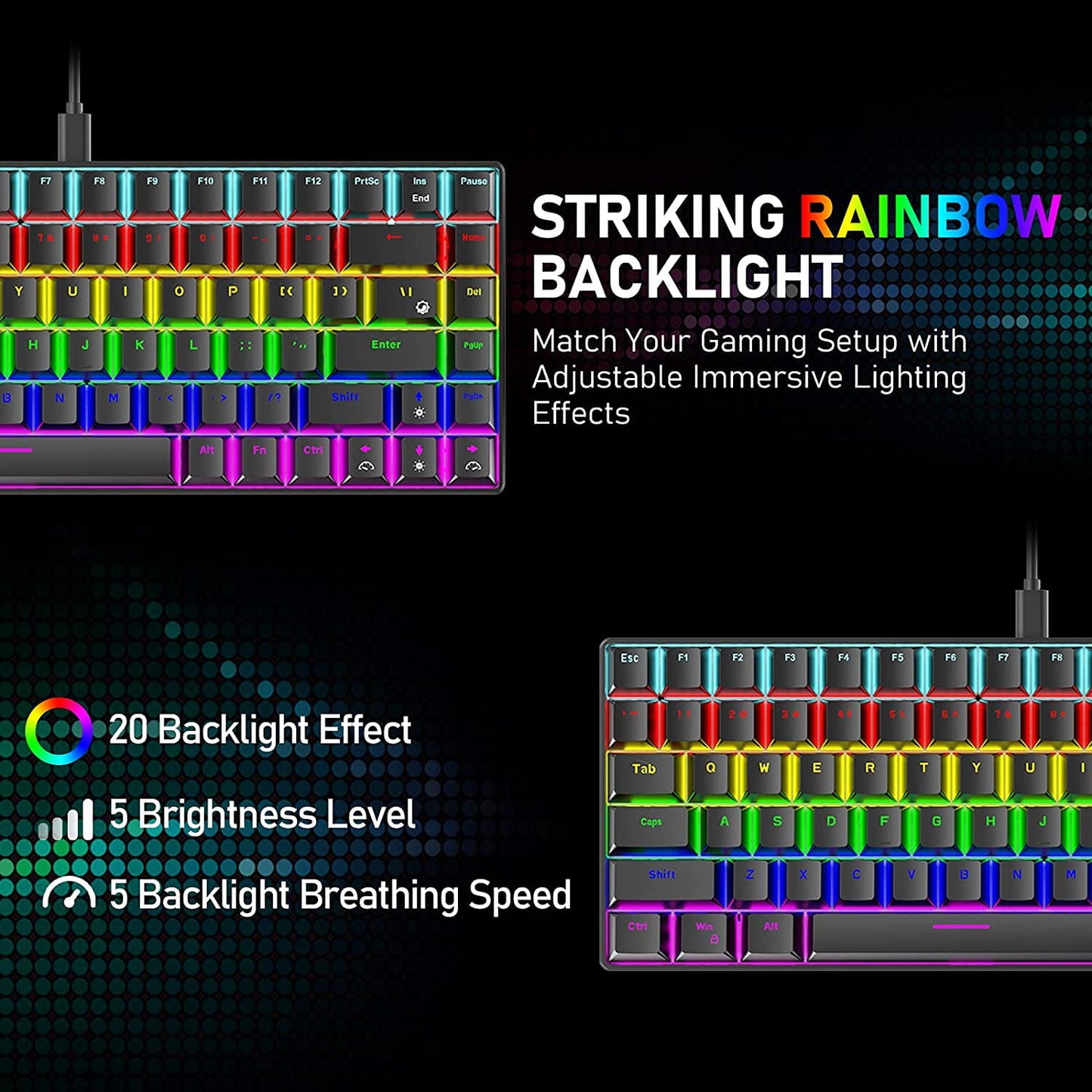 ⌨️ KeyForce™ 84-Key Mechanical Keyboard — RGB Backlit, Type-C, and Anti-Ghosting