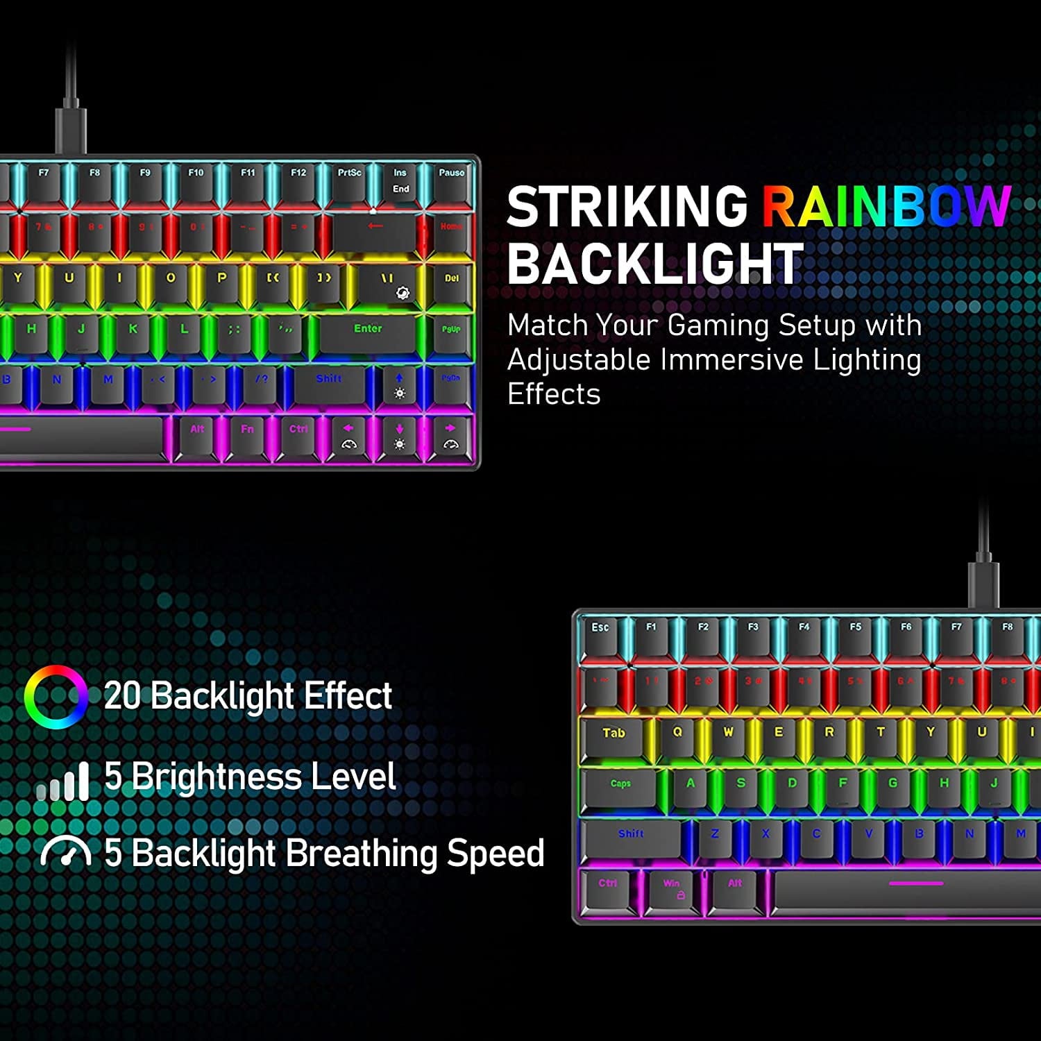 ⌨️ KeyForce™ 84-Key Mechanical Keyboard — RGB Backlit, Type-C, and Anti-Ghosting