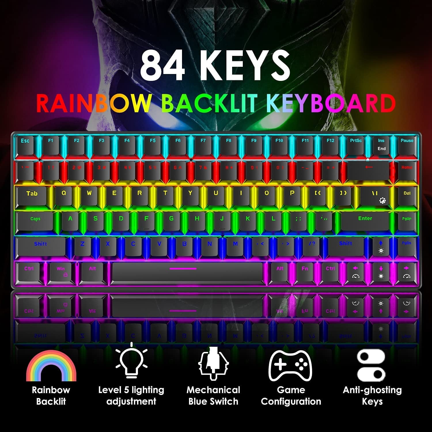 ⌨️ KeyForce™ 84-Key Mechanical Keyboard — RGB Backlit, Type-C, and Anti-Ghosting