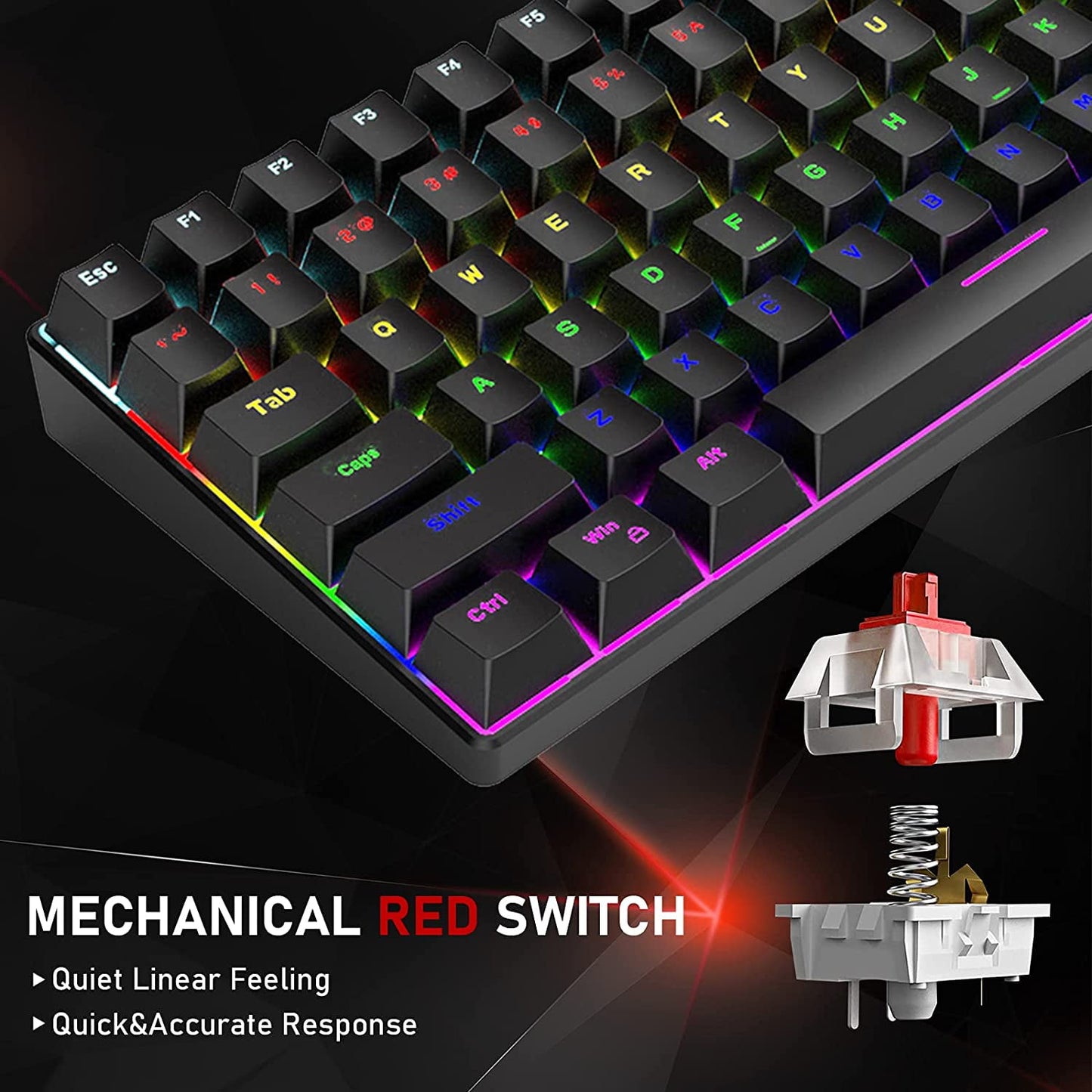 ⌨️ KeyForce™ 84-Key Mechanical Keyboard — RGB Backlit, Type-C, and Anti-Ghosting