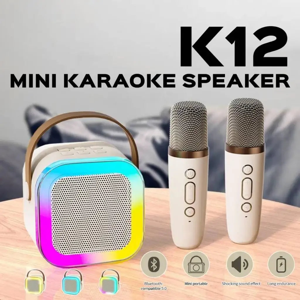 KaraVibe™ K12 Portable Bluetooth Karaoke Speaker — Mini Wireless Audio & Mic for Family Singing Fun