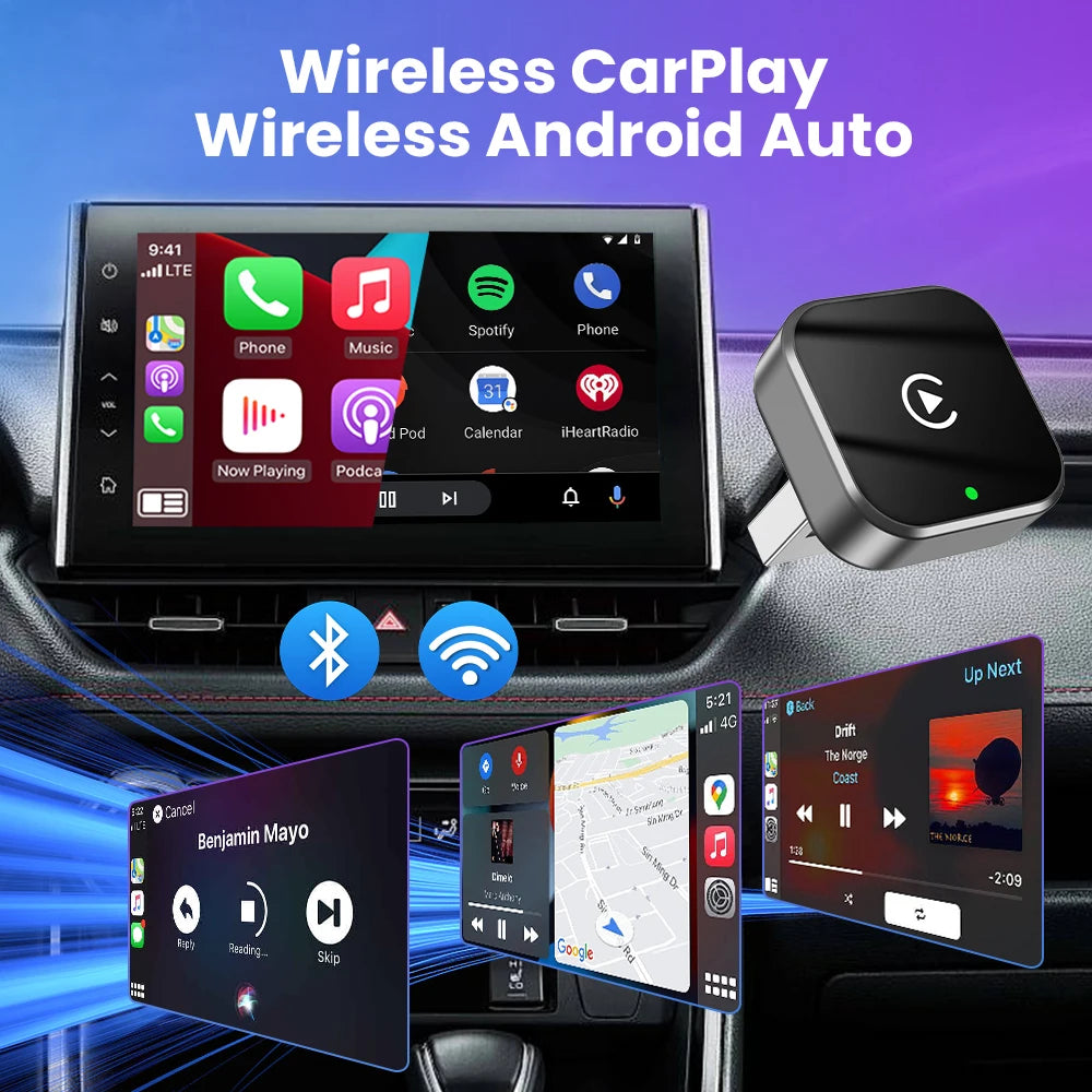 SmartDrive™ 2-in-1 Wireless Car Adapter — Seamless CarPlay & Android Auto for VW, Toyota, Nissan, Honda, Kia, Opel & MG