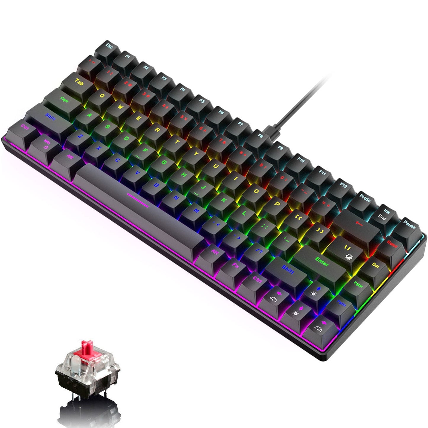 ⌨️ KeyForce™ 84-Key Mechanical Keyboard — RGB Backlit, Type-C, and Anti-Ghosting