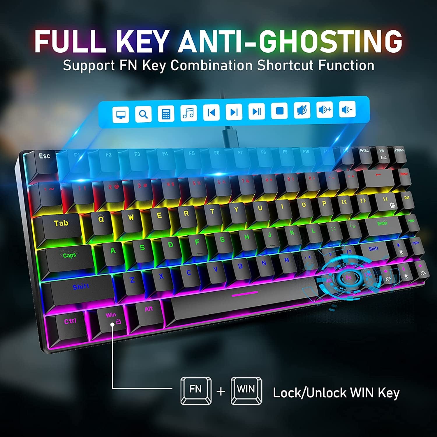 ⌨️ KeyForce™ 84-Key Mechanical Keyboard — RGB Backlit, Type-C, and Anti-Ghosting
